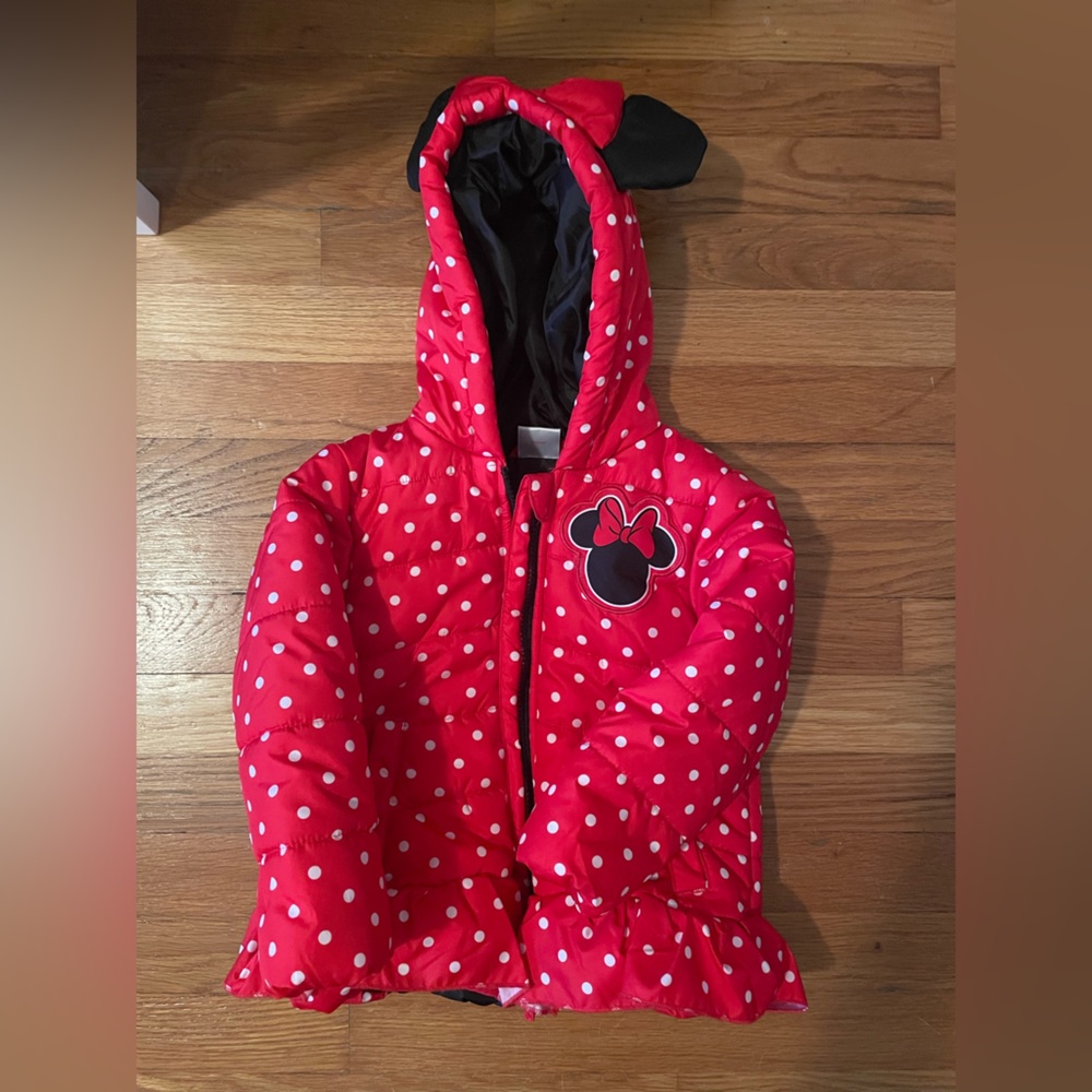 Baby Gap Minnie Polka Dot Hooded Puffer Jacket, Toddler Girl